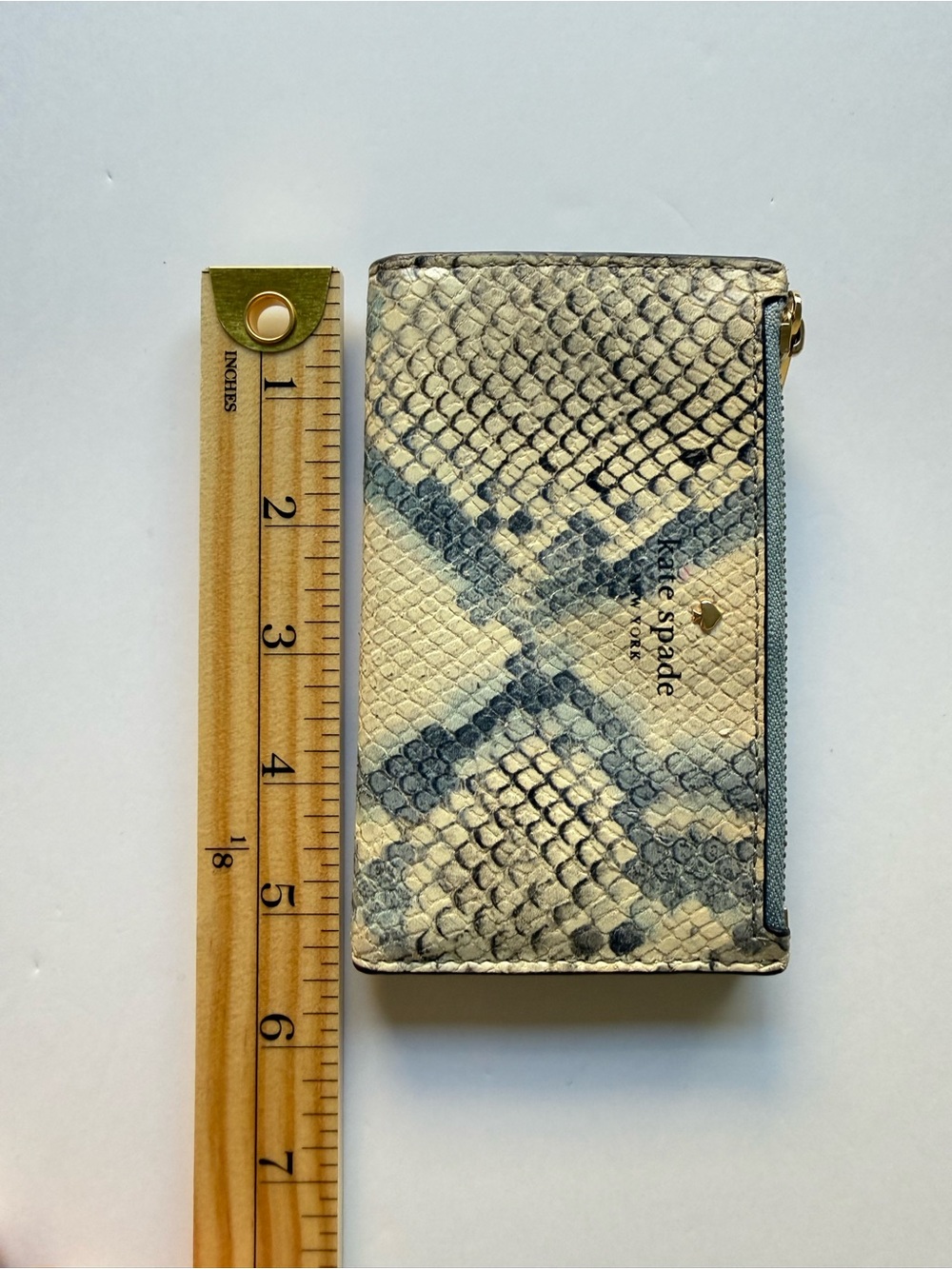 kate spade Cream and Gray Snake Embossed Small Zip Wallet - Picture 10 of 11
